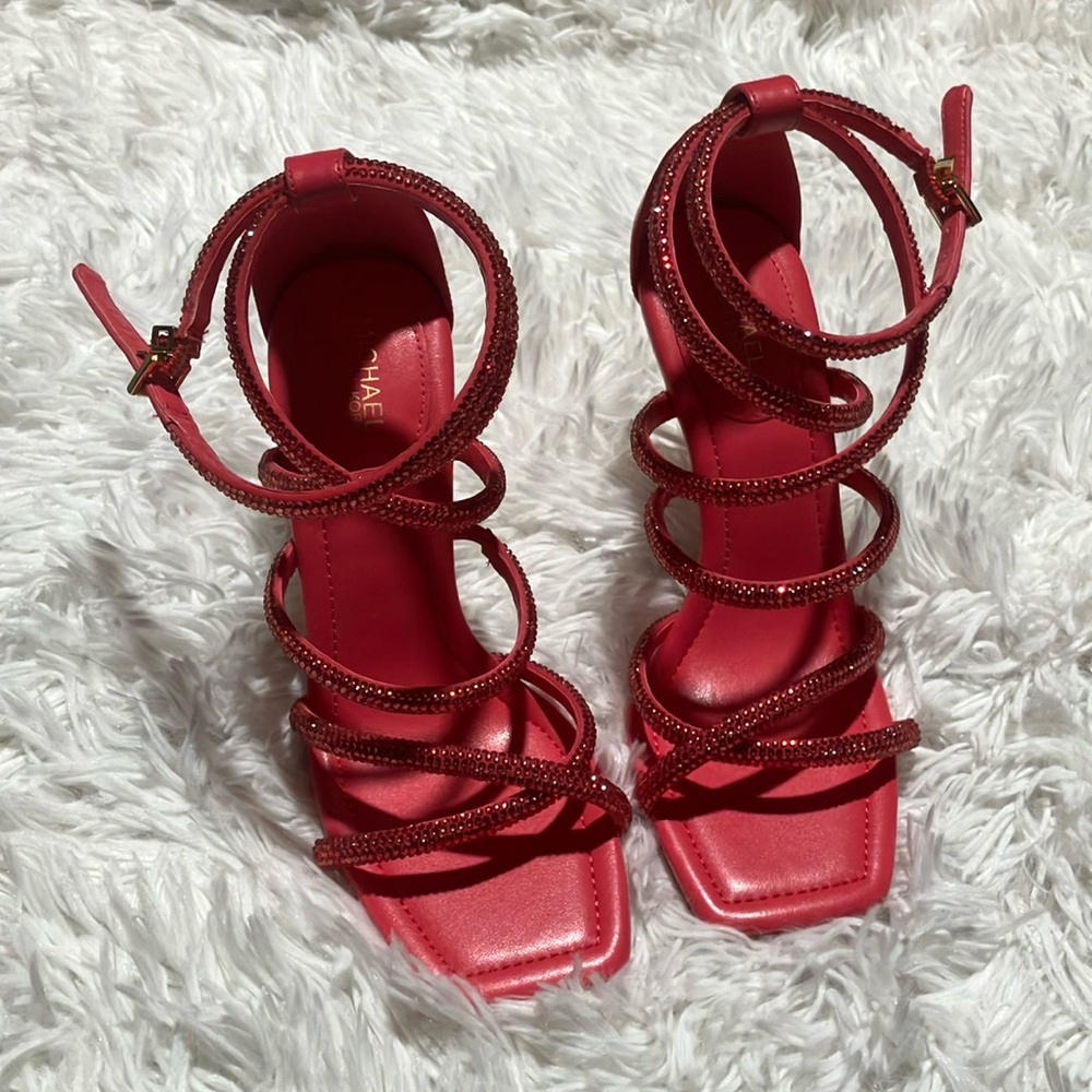 Elegant Red Strappy Women's Sandals Michael kors